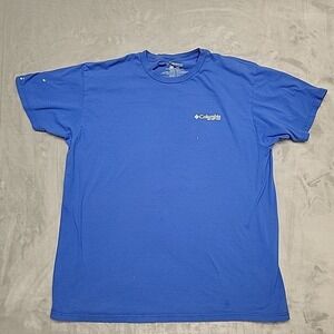 Columbia‎ Shirt Mens XL Blue PFG American Fish Flag Performance Fishing Gear